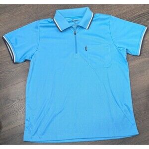 CLOVERY Men's Blue Golf Polo Shirt Short Sleeve 1/4 Zip Size XL (323)